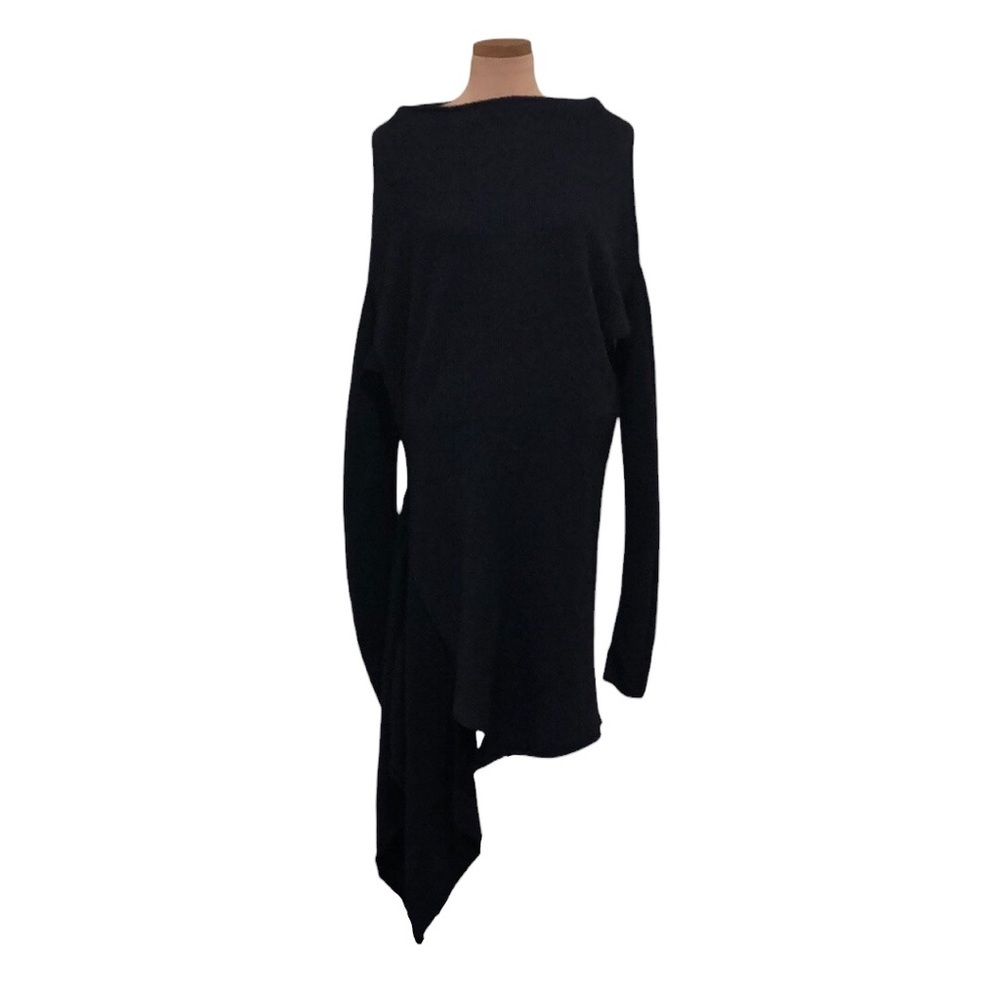 Lars Andersson Sweater Midi Dress Sweaterdress Size 6 Black Wool Linen Blend